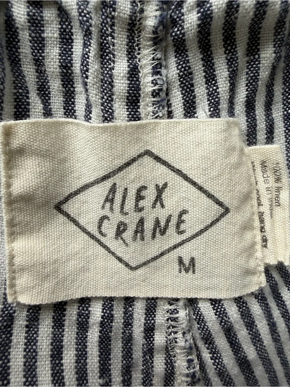 Alex Crane Bo Shorts Lines Men’s Size M 100% Linen Striped Drawstring Shorts
